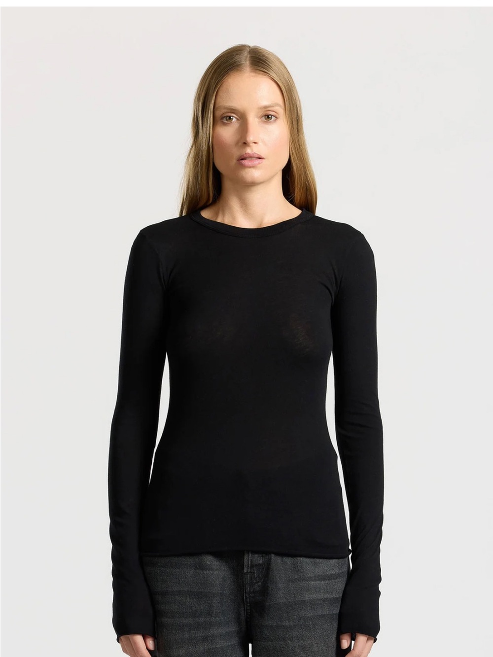 Cotton Citizen Black Long-Sleeve Crewneck Top